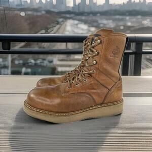 Georgia Wedge Steel Toe Work Boots US 10 Wide full-grain leather Barracuda Boot